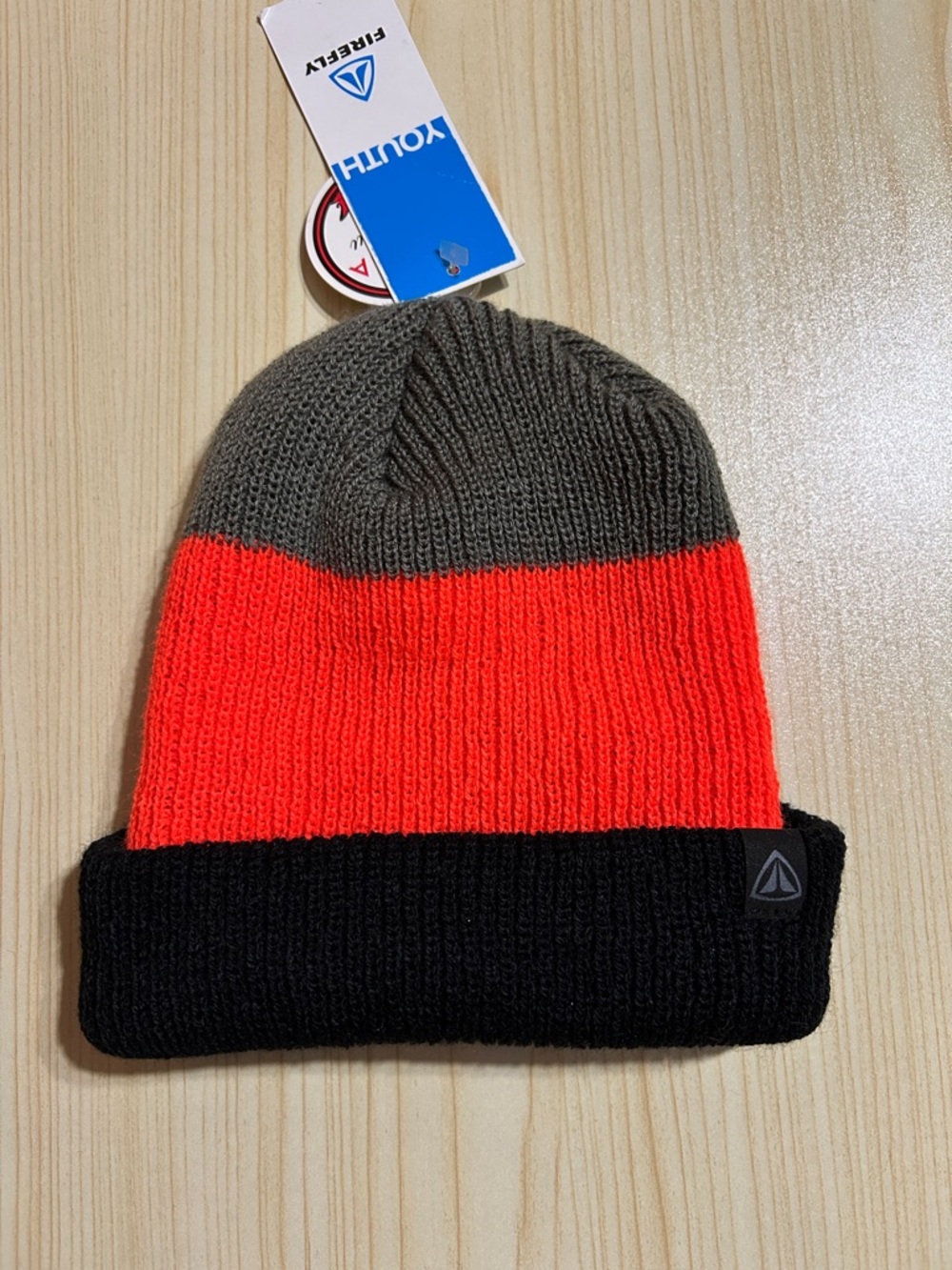 NWT Firefly Trex Striped Cuffed Beanie Winter Hat Youth One Size